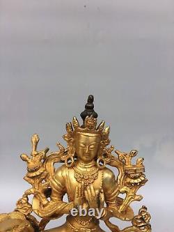 Tibet Buddhism Gold plated copper Bodhisattva Manjusri Buddha statue