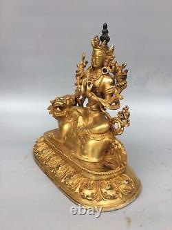 Tibet Buddhism Gold plated copper Bodhisattva Manjusri Buddha statue
