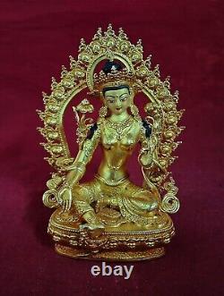 Tibetan Buddhism Goddess Green Tara Rupa Copper Gold Plated Statue Figure free