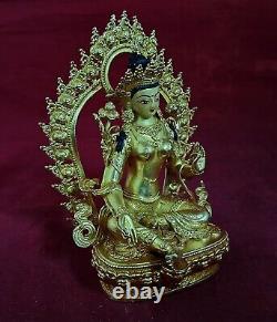 Tibetan Buddhism Goddess Green Tara Rupa Copper Gold Plated Statue Figure free