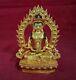Tibetan Buddhism Lord Aparmita Amitayus Copper Gold Plated Statue Figure free