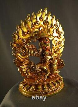 Tibetan Gold Face Dorje Drolo Lhamo Lapka Gold Plated Copper Statue Figure free