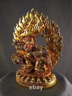 Tibetan Gold Face Dorje Drolo Lhamo Lapka Gold Plated Copper Statue Figure free