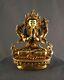 Tibetan Gold Face Hand Painting Lord Chenrezig Copper Gold Plated Statue Figure