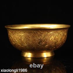 Tibetan religion Gold plated copper Mandarin Duck decorative pattern bowl