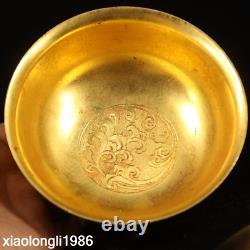 Tibetan religion Gold plated copper Mandarin Duck decorative pattern bowl