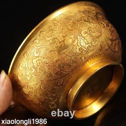 Tibetan religion Gold plated copper Mandarin Duck decorative pattern bowl