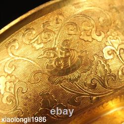 Tibetan religion Gold plated copper Mandarin Duck decorative pattern bowl