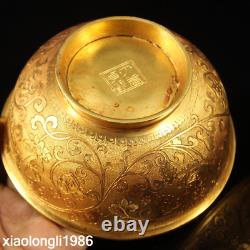 Tibetan religion Gold plated copper Mandarin Duck decorative pattern bowl