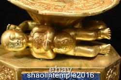 Upscale old China Gold plated copper set gemstone Children's pillow