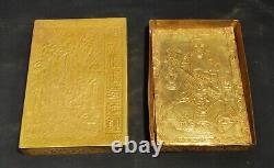 VINTAGE BUDDHIST TEXTS / 20 PAGES / GOLD PLATED ON COPPER / Brought from Kyoto