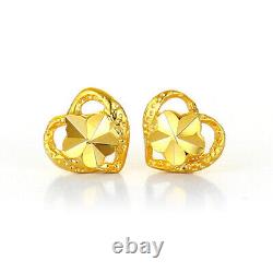 Wholesale 500 Pairs Lot 24K Yellow Gold Plated Love Heart Flower Stud Earrings