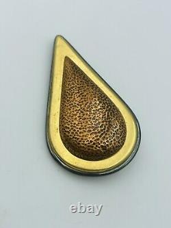 Yves Saint Laurent YSL Vintage Copper & Gold Plated Pear Shaped Pin