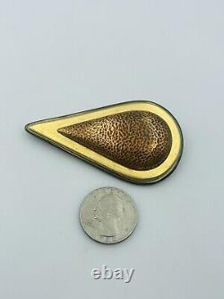 Yves Saint Laurent YSL Vintage Copper & Gold Plated Pear Shaped Pin