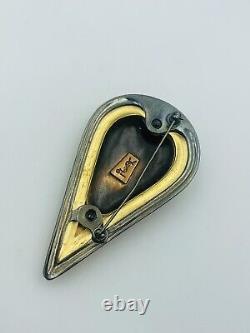 Yves Saint Laurent YSL Vintage Copper & Gold Plated Pear Shaped Pin